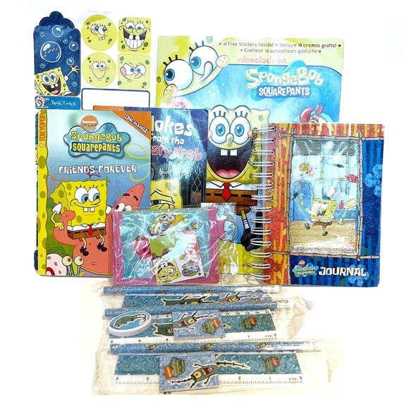Spongebob SquarePants Nickelodeon Notebook Journal and Sandylion Large Stickers - Picture 1 of 16